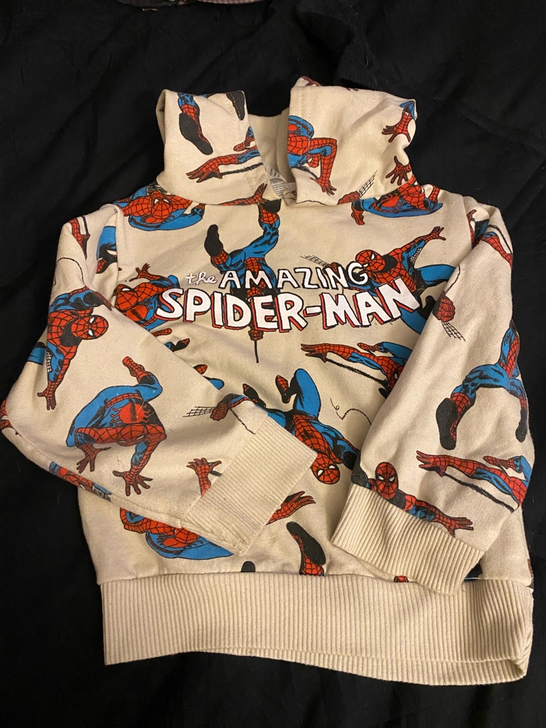 Marvel Kids Beige Spider-Man Pullover Hoodie With Red & Blue Print